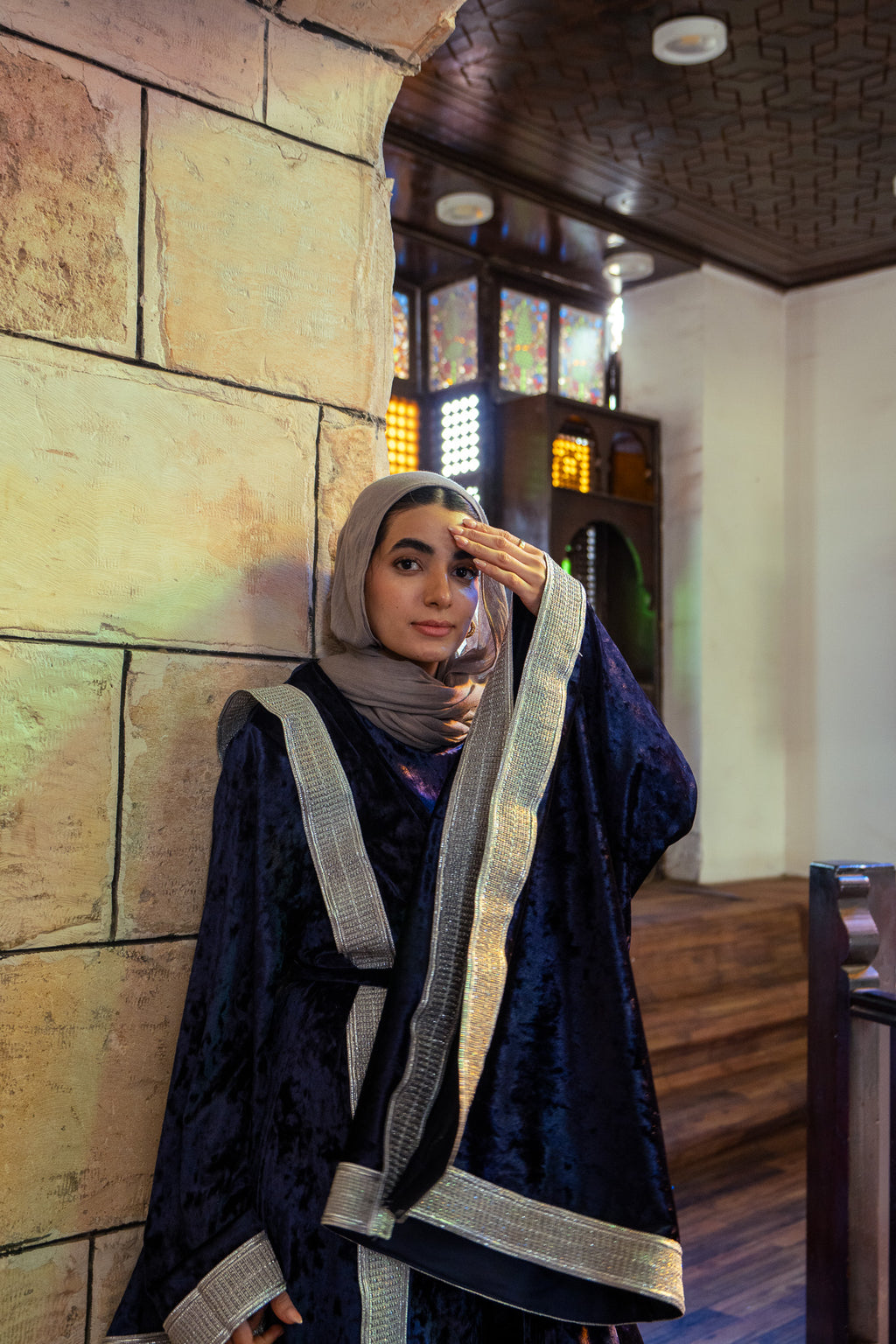 Dark Navy Velvet Kaftan