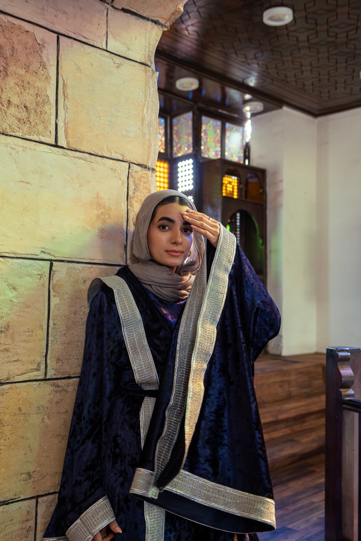 Dark Navy Velvet Kaftan