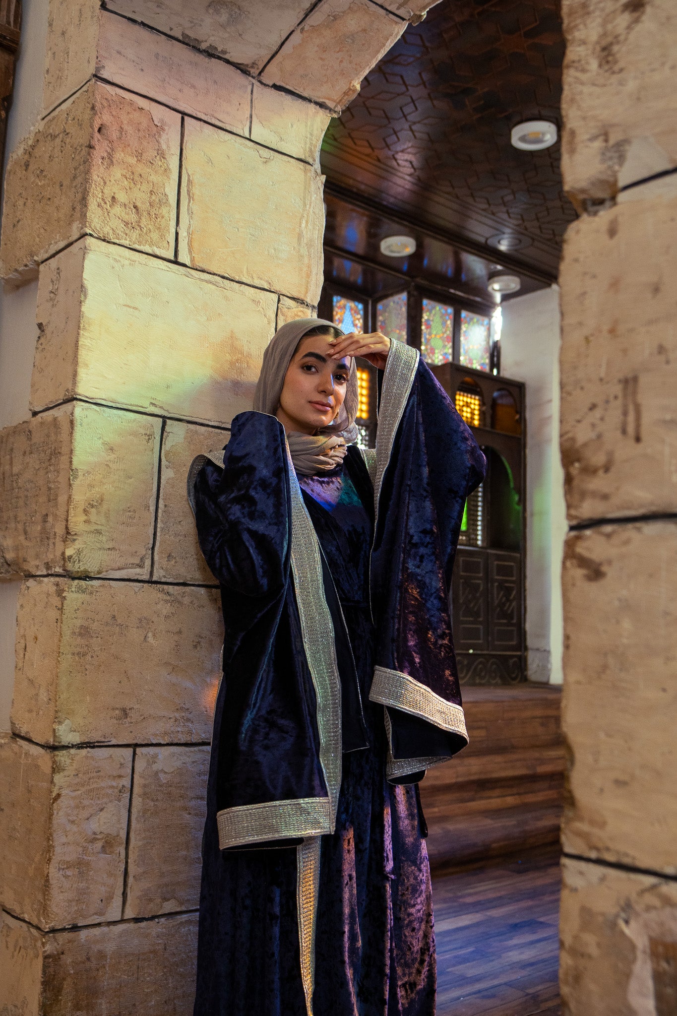 Dark Navy Velvet Kaftan