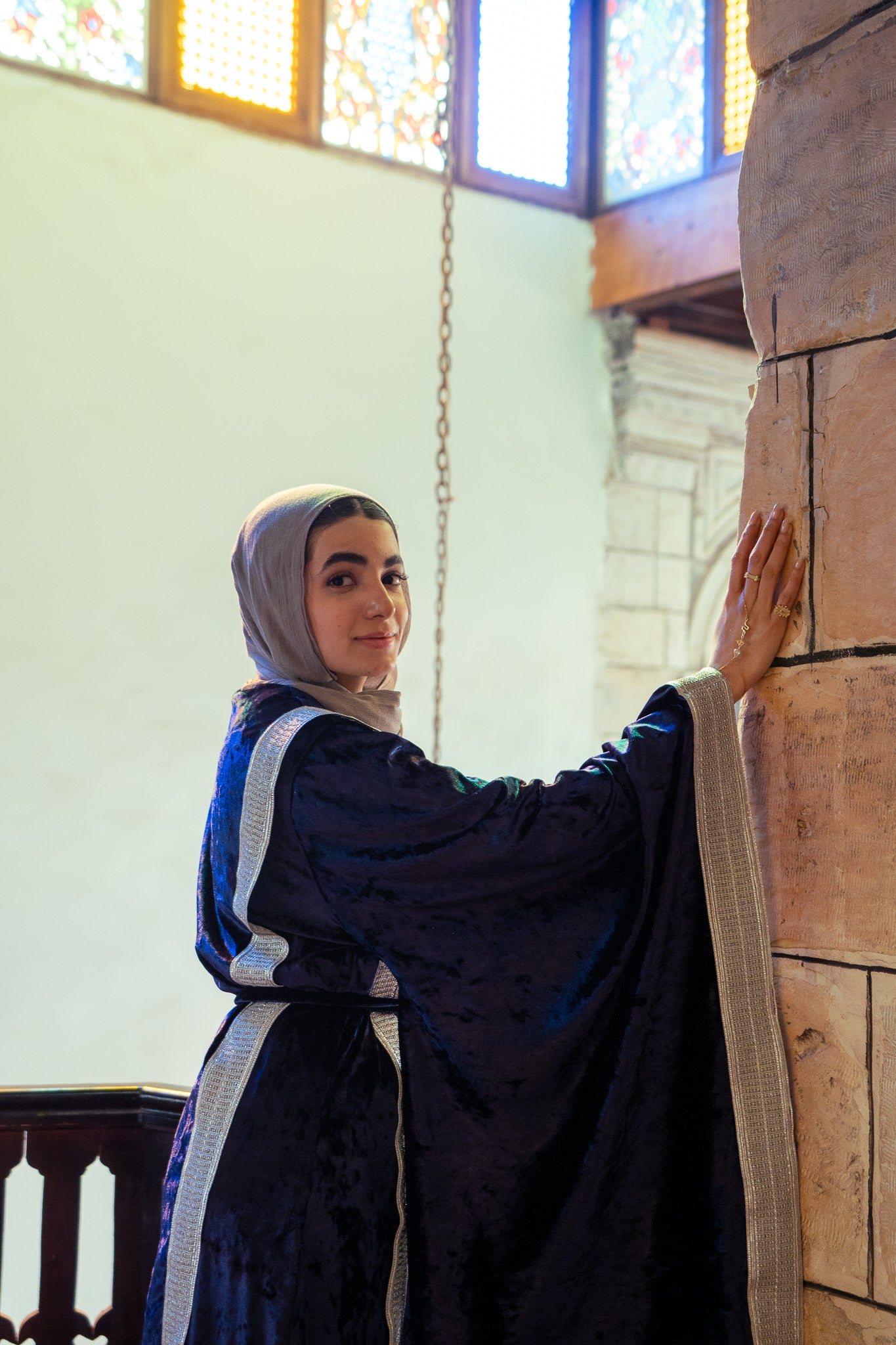 Dark Navy Velvet Kaftan