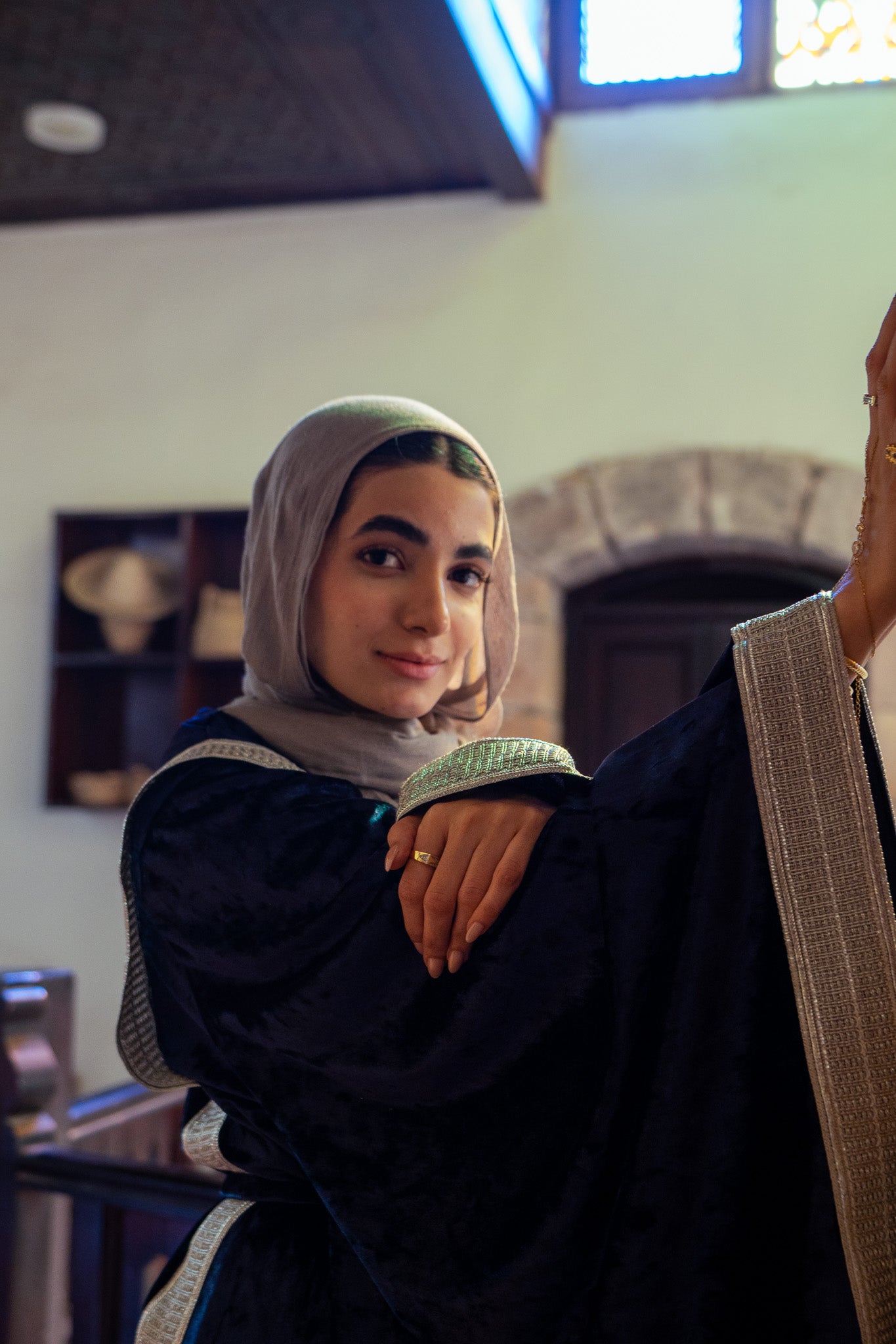 Dark Navy Velvet Kaftan