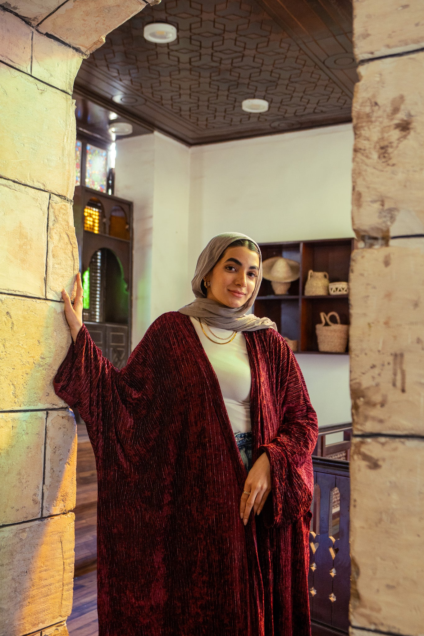 Velvet Burgundy Kaftan