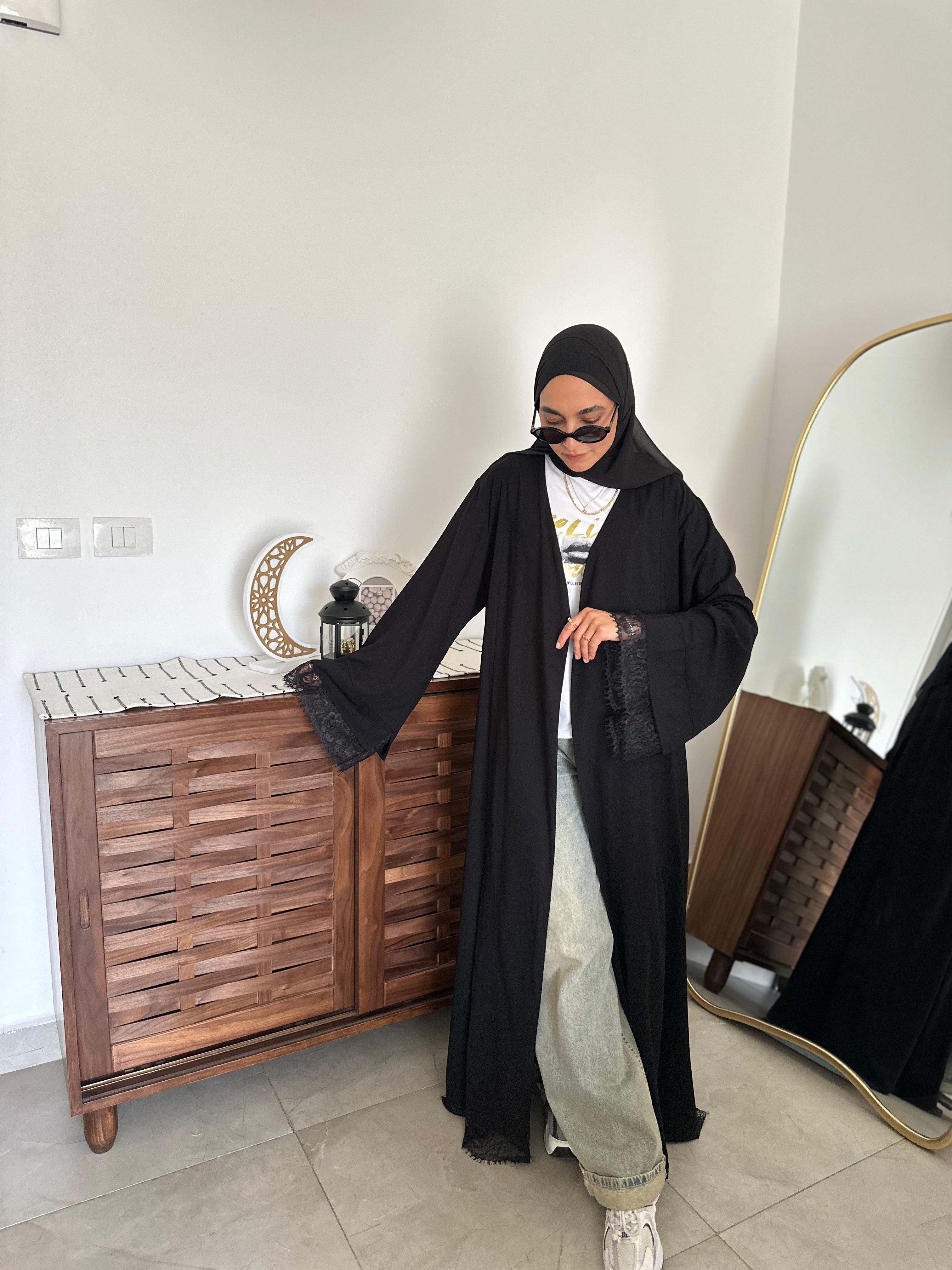 Black Lace Abaya