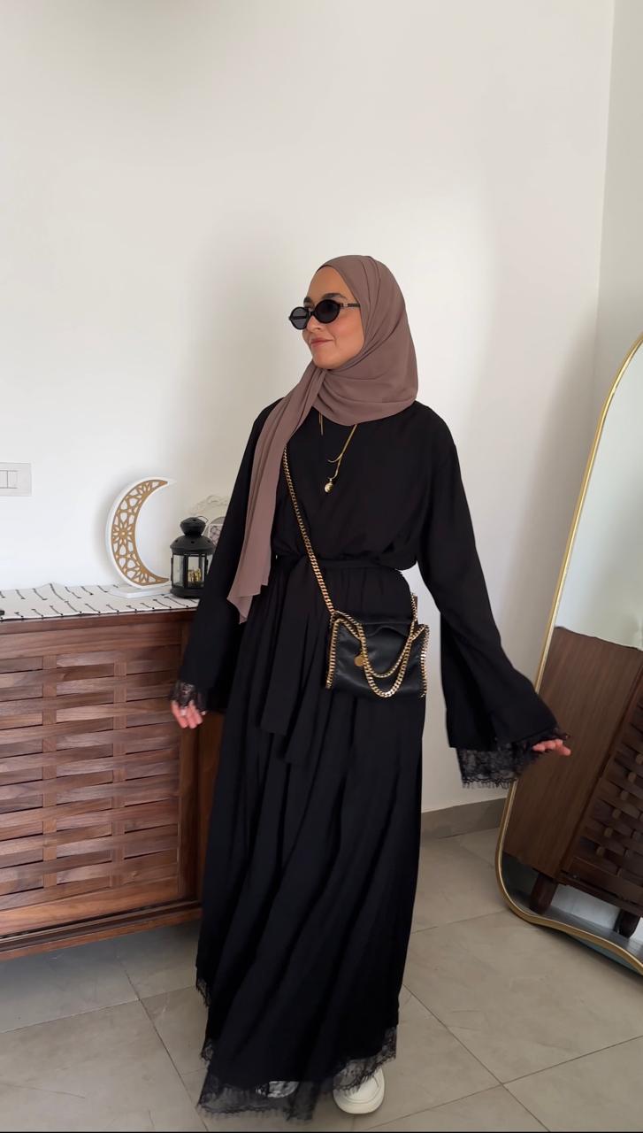 Black Lace Abaya