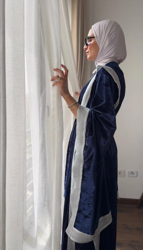 Dark Navy Velvet Kaftan