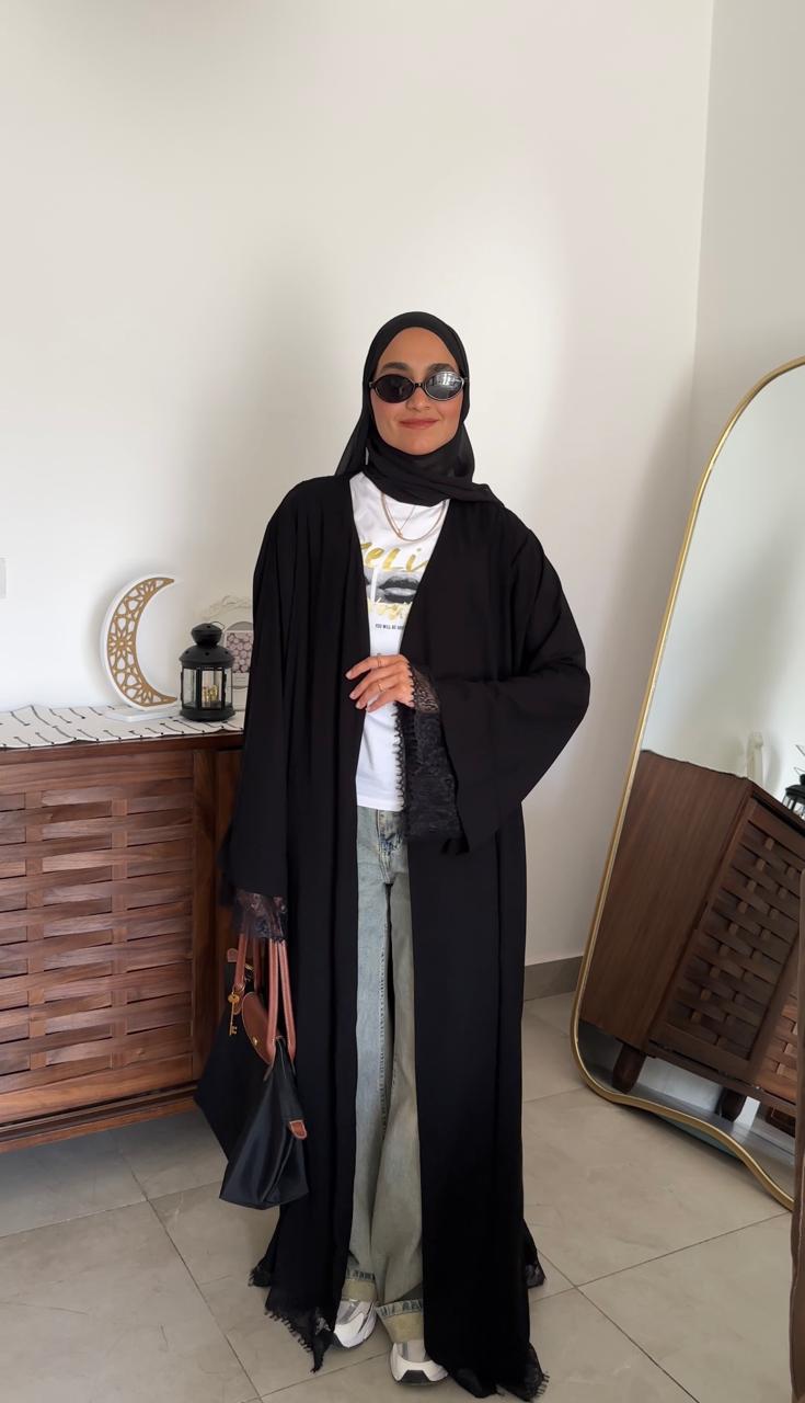 Black Lace Abaya